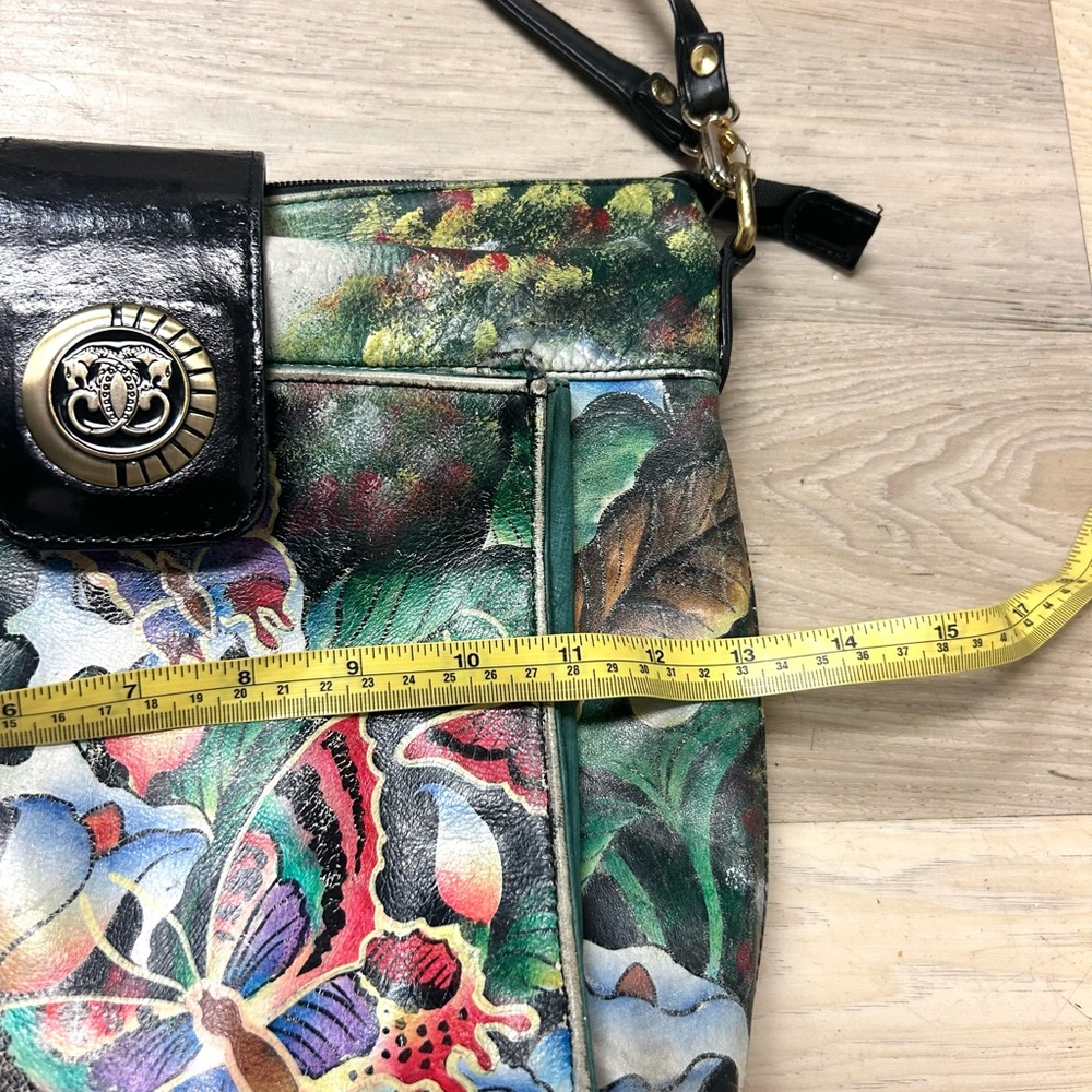 Vintage Sharif Bag Hand Painted Butterflies Colorful Medium Shoulder Bag Artsy - Picture 12 of 14